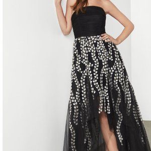 BCBG Embroidered Tulle Evening Dress